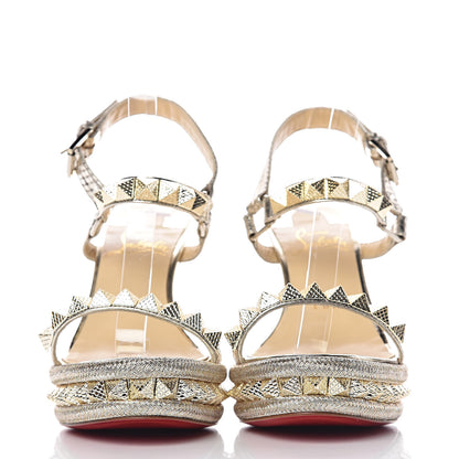 Christian Louboutin Calfskin Cubiste Pyraclou 110 Wedge Sandals 37 Platine 2 of 7