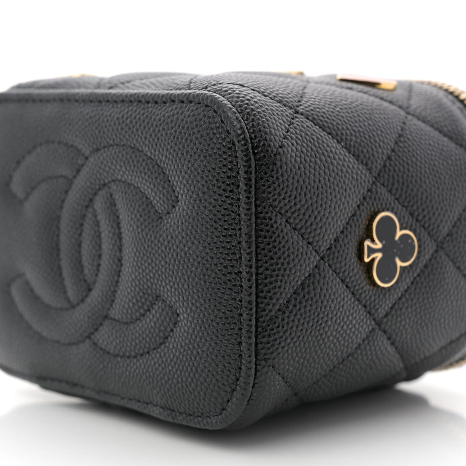 Chanel Caviar Quilted Enamel Coco Casino Mini Vanity Case With Chain Black 10 of 11