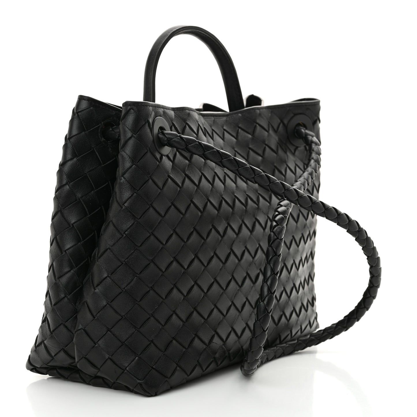 Nappa Intrecciato Medium Andiamo Shoulder Bag Black