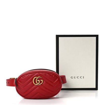 Gucci Calfskin Matelasse GG Marmont Belt Bag 75 30 Hibiscus Red 9 of 9