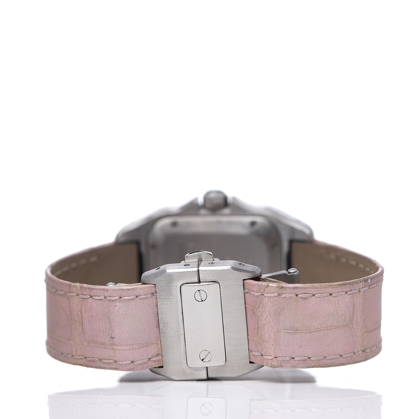Stainless Steel Alligator 33mm Santos 100 Automatic Watch Pink