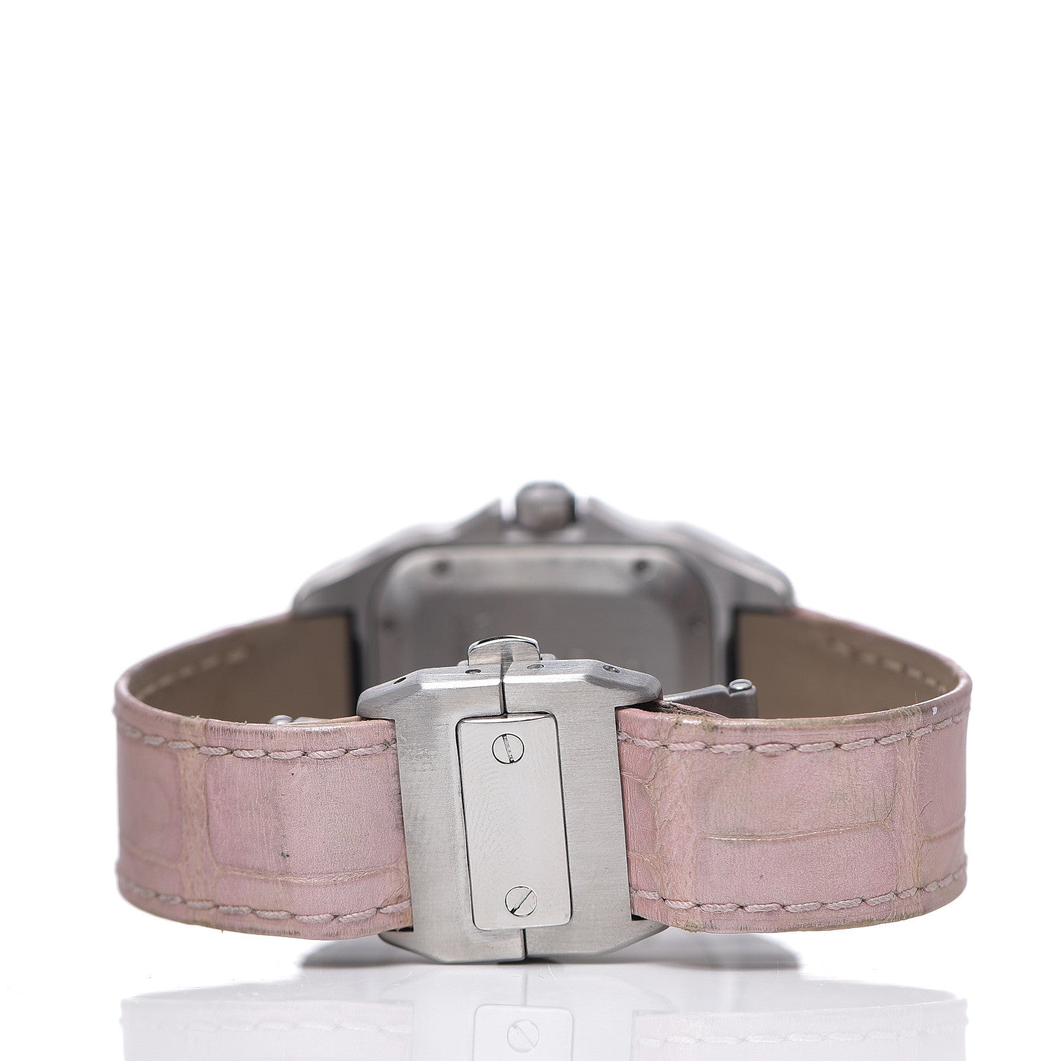 Cartier Stainless Steel Alligator 33mm Santos 100 Automatic Watch Pink 3 of 6