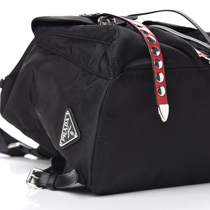 Prada Nylon New Vela Studded Backpack Black Fuoco 5 of 9