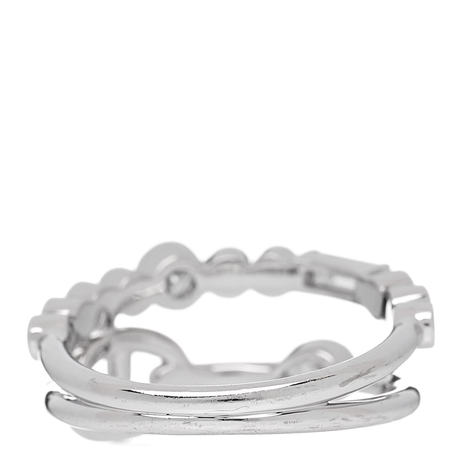 Hermes 18K White Gold Diamond Chaine D'Ancre Fancy Chaos Ring 52 6 3 of 5