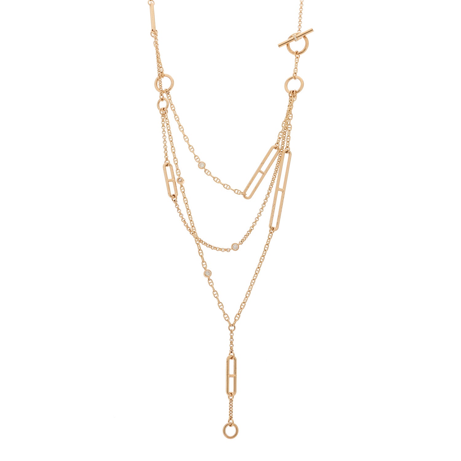 Hermes 18K Rose Gold Diamond Chaine d'Ancre Chaos Necklace 1 of 5