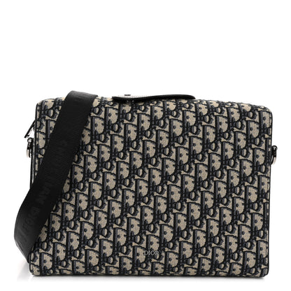 Christian Dior Oblique Jacquard Grained Calfskin Lingot Pouch Beige Black 1 of 10