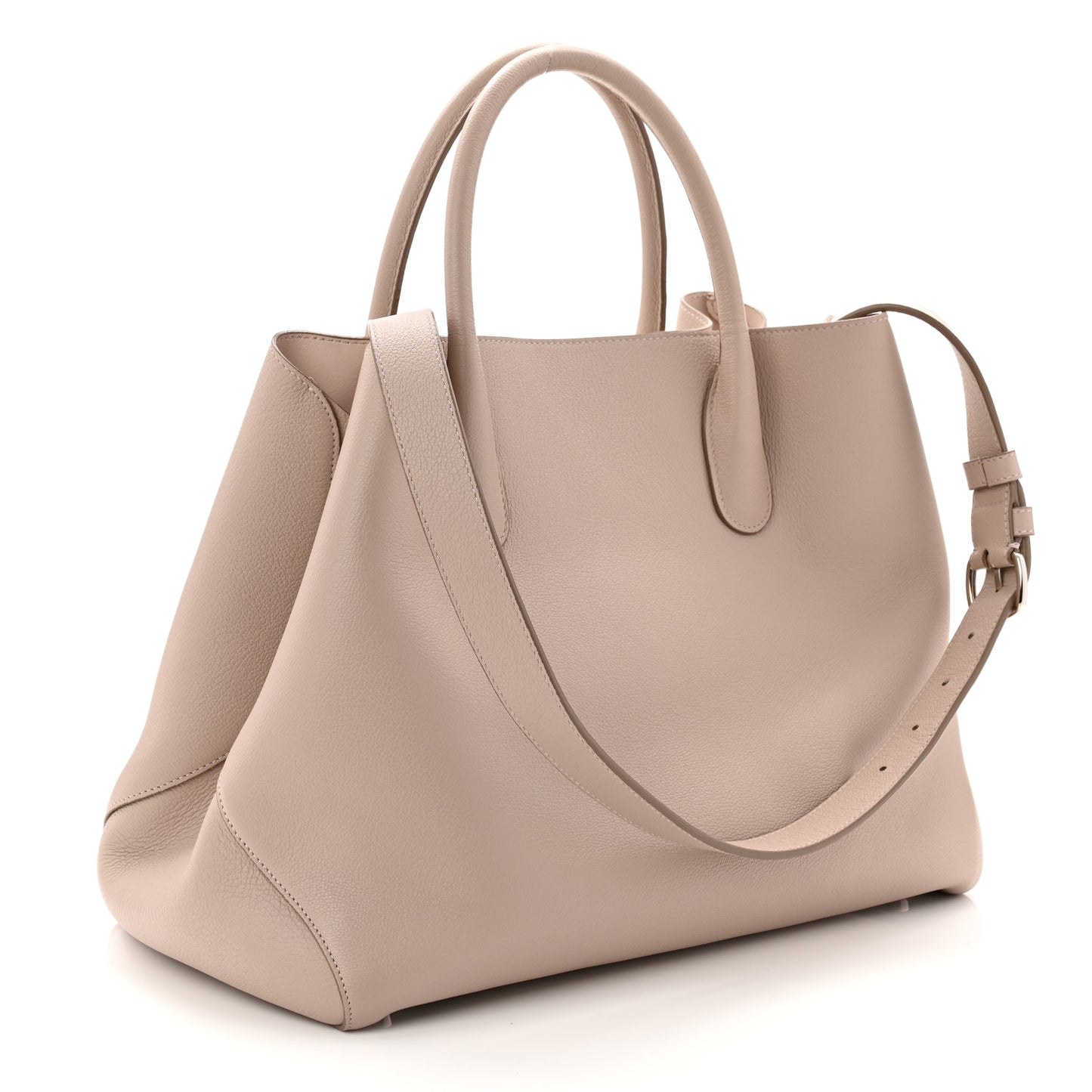 Supple Grained Calfskin Large Open Bar Tote Rose Poudre