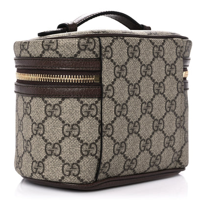 Gucci GG Supreme Monogram Textured Calfskin Web Ophidia Vanity Cosmetic Case Beige Ebony New Acero 3 of 13
