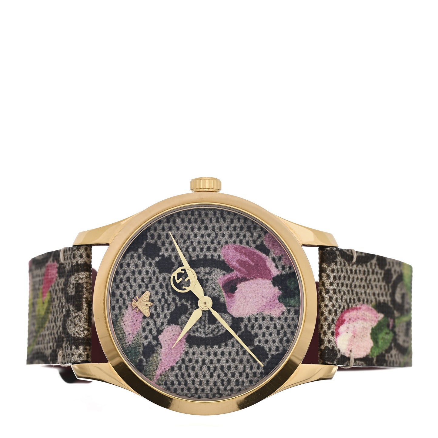 Stainless Steel Canvas 38mm G-Timeless Supreme GG Blooms Quartz Watch Brown