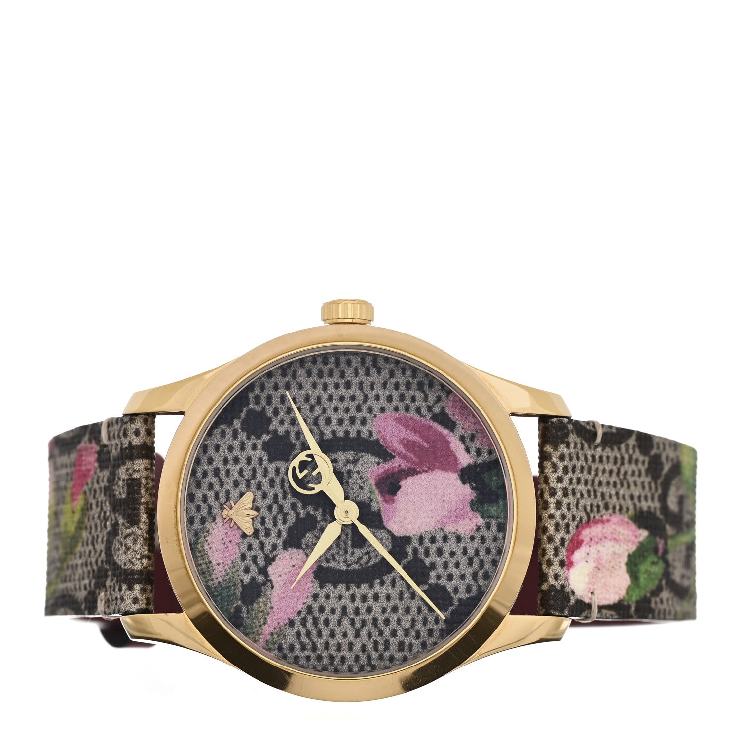 Gucci Stainless Steel Canvas 38mm G-Timeless Supreme GG Blooms Quartz Watch Brown 2 of 5