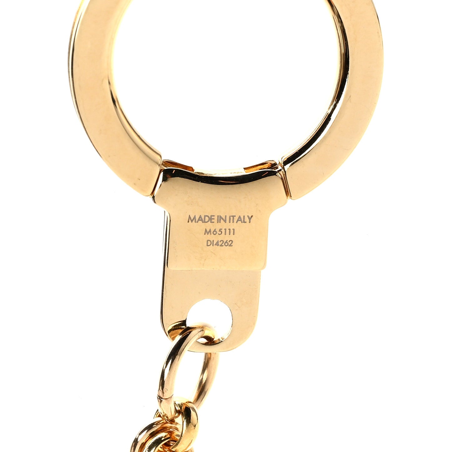 Brass Enamel Fleur De Monogram Bag Charm Chain Gold