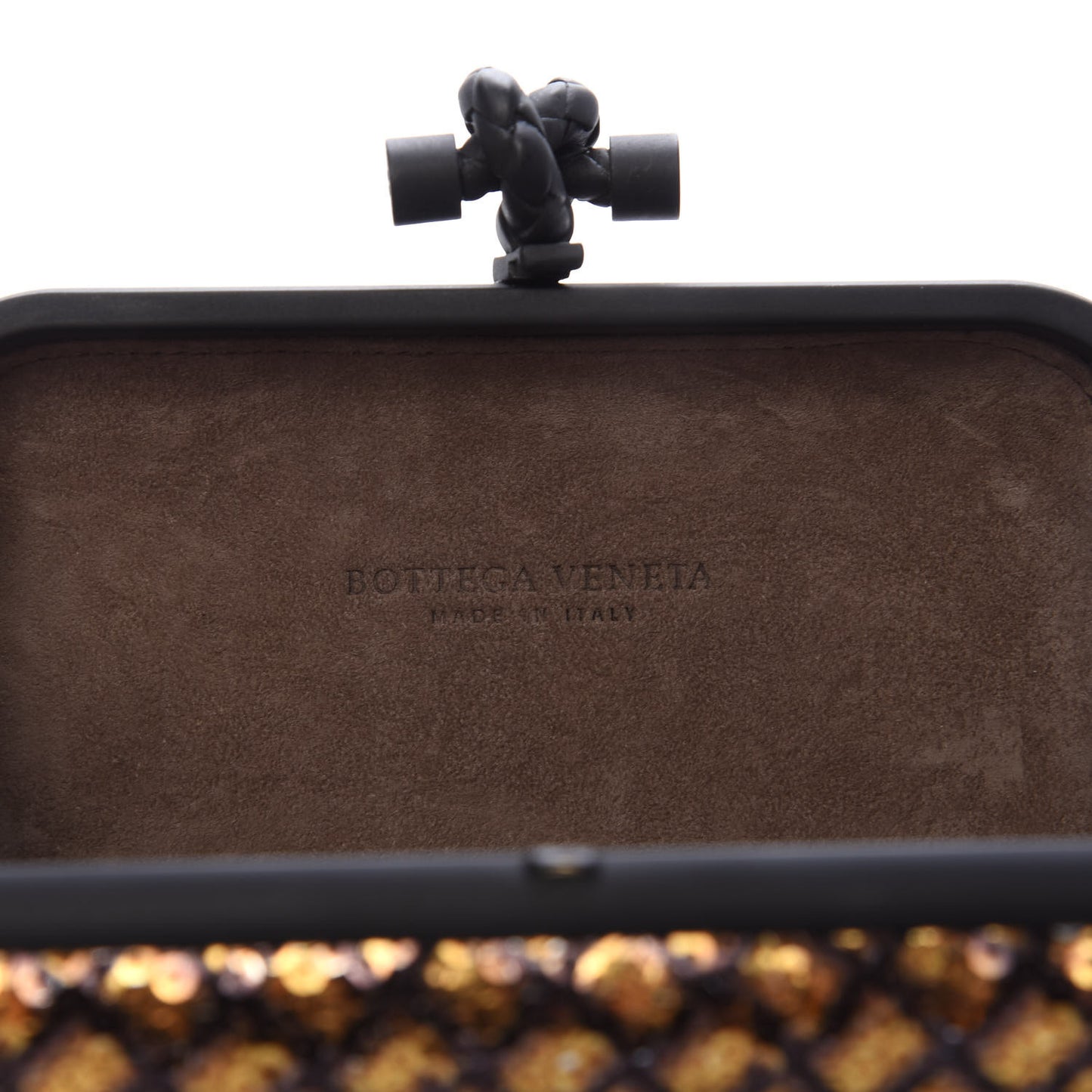 Metallic Paillettes Sequin Intrecciato Knot Clutch