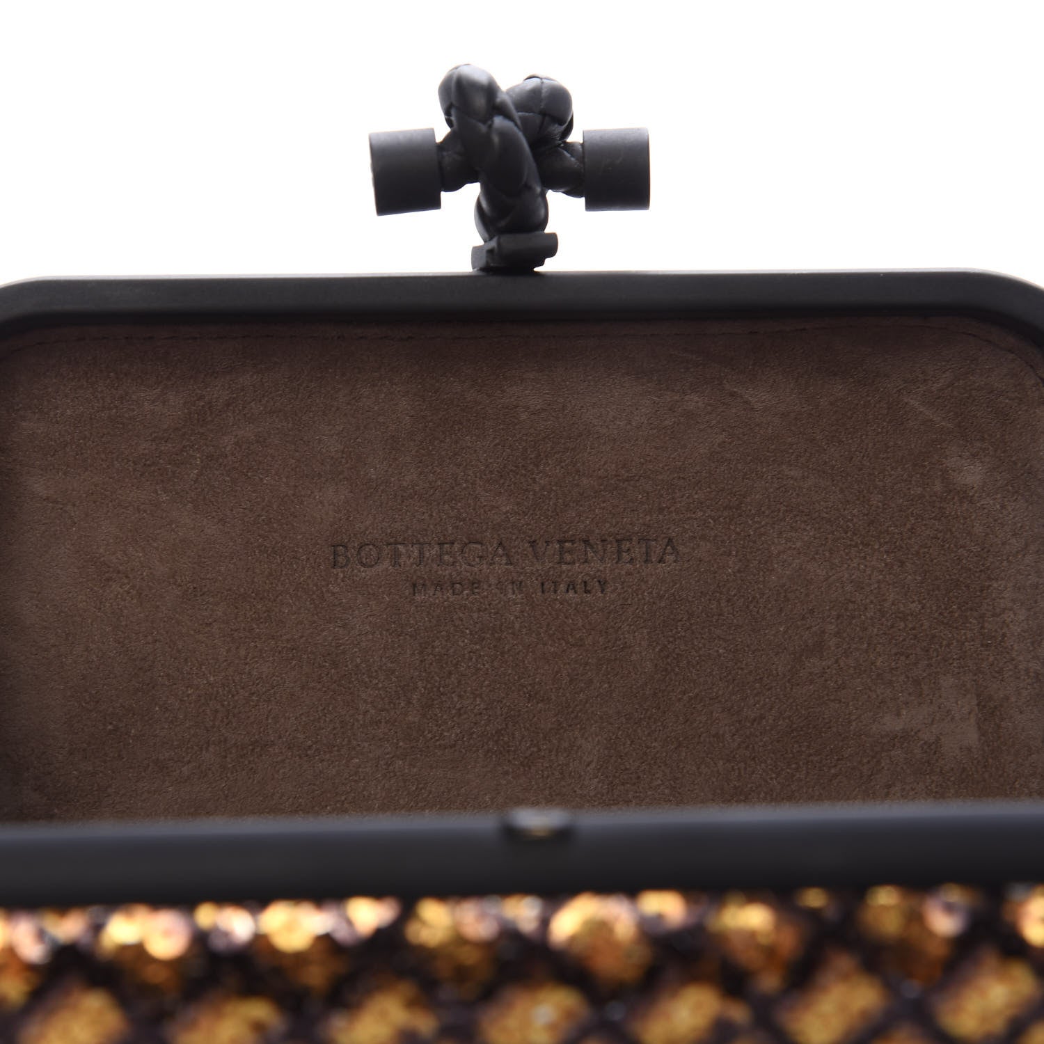 Bottega Veneta Metallic Paillettes Sequin Intrecciato Knot Clutch 6 of 6