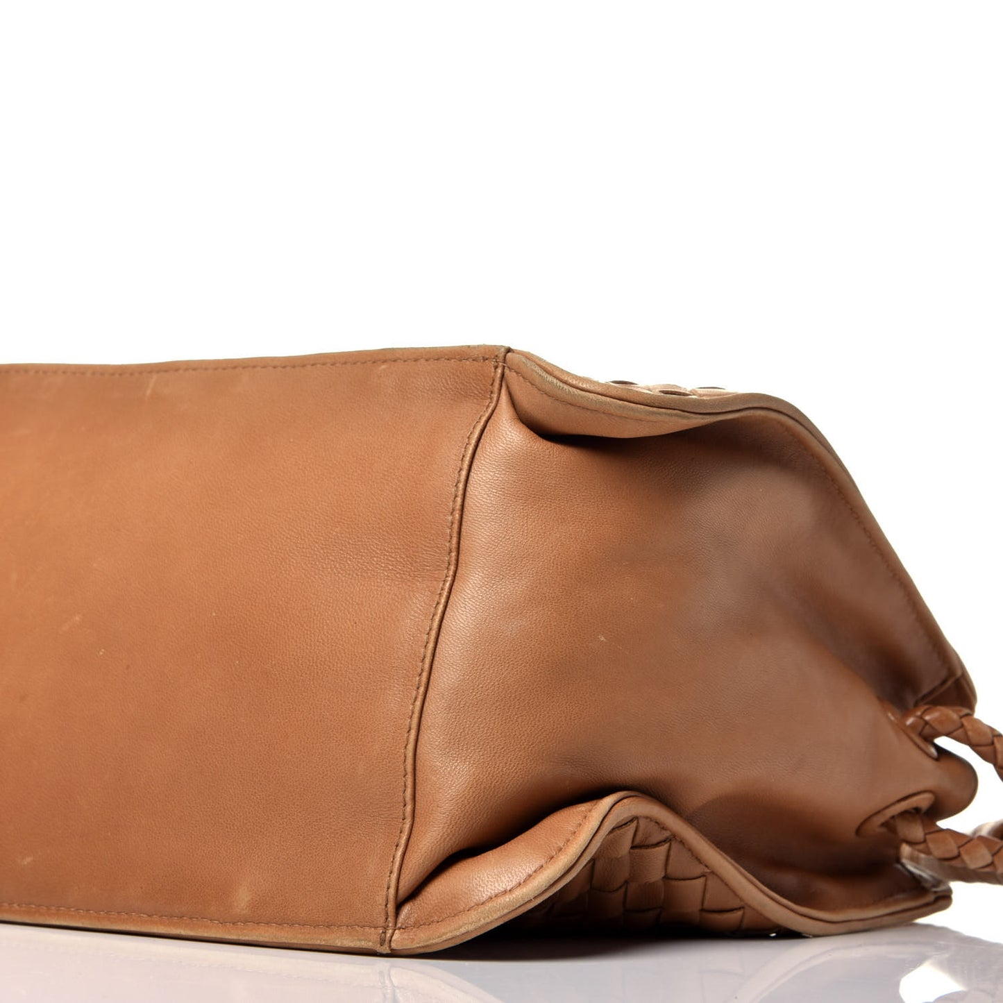 Nappa Intrecciato Shoulder Bag Camel