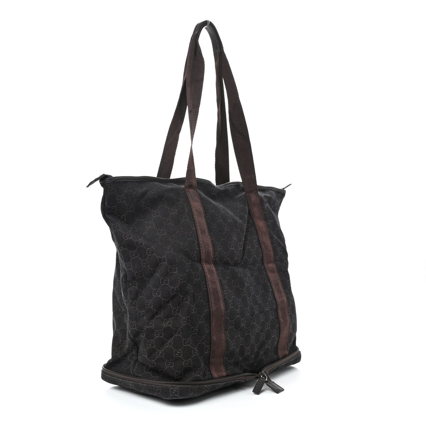 Denim Monogram Large Collapsible Travel Tote Dark Brown