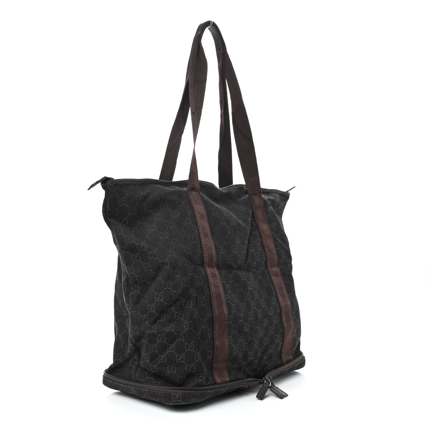 Gucci Denim Monogram Large Collapsible Travel Tote Dark Brown 3 of 10