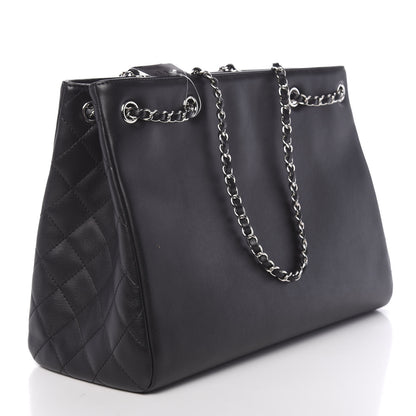 Chanel Calfskin Large Woven Chain Shopping Tote Black 3 of 11