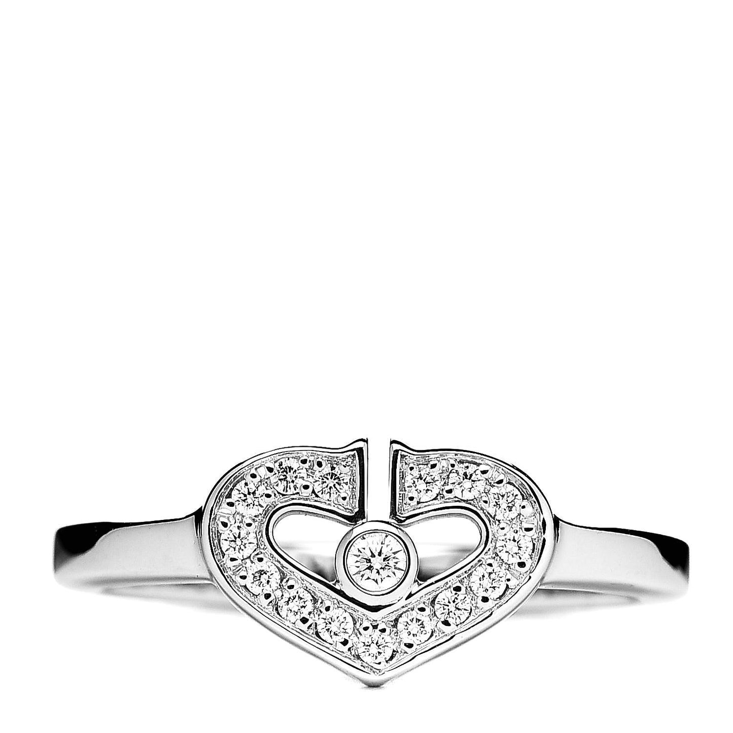 18K White Gold Diamond Small Hearts and Symbols Ring 47 4