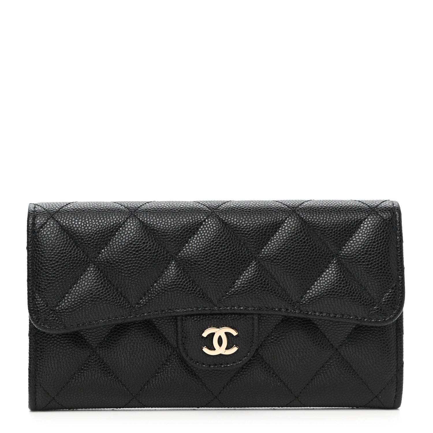 Chanel Caviar Quilted Medium Gusset Flap Wallet Black 1 of 8