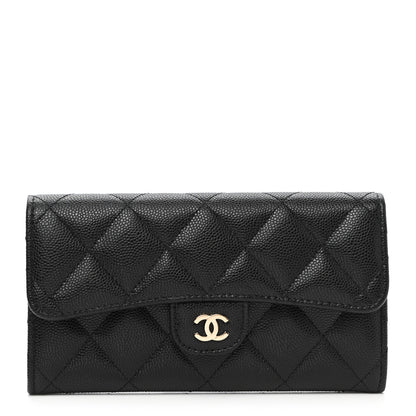 Chanel Caviar Quilted Medium Gusset Flap Wallet Black 1 of 8