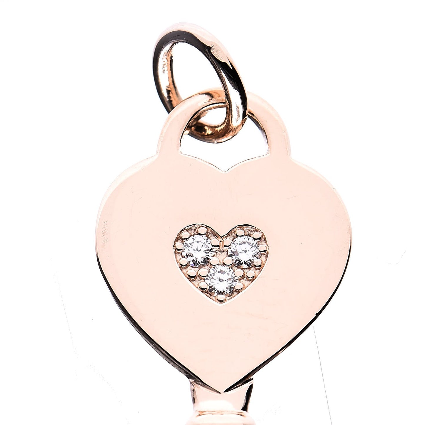 18K Rose Gold Diamond Heart Key Pendant