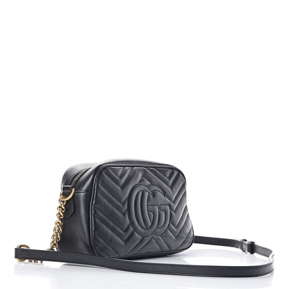 Gucci Calfskin Matelasse Small GG Marmont Chain Shoulder Bag Black 3 of 10