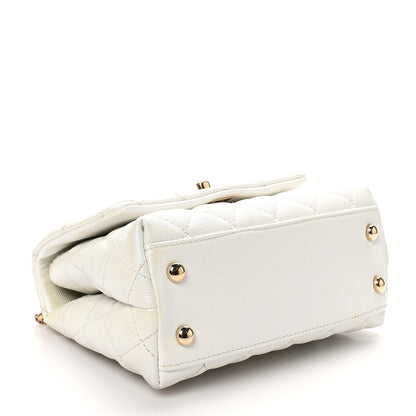 Chanel Iridescent Caviar Quilted Extra Mini Coco Handle Flap White 4 of 11