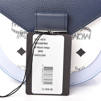 MCM Visetos Calfskin Small Patricia Shoulder Bag Mood Indigo White 12 of 12