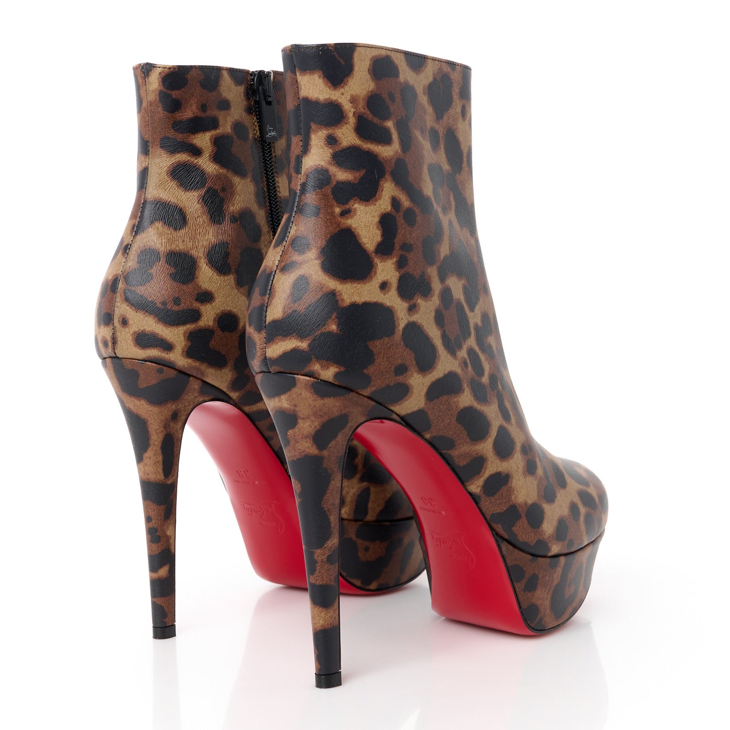Calfskin Leopard Print Bianca 120 Ankle Boots 38 Brown