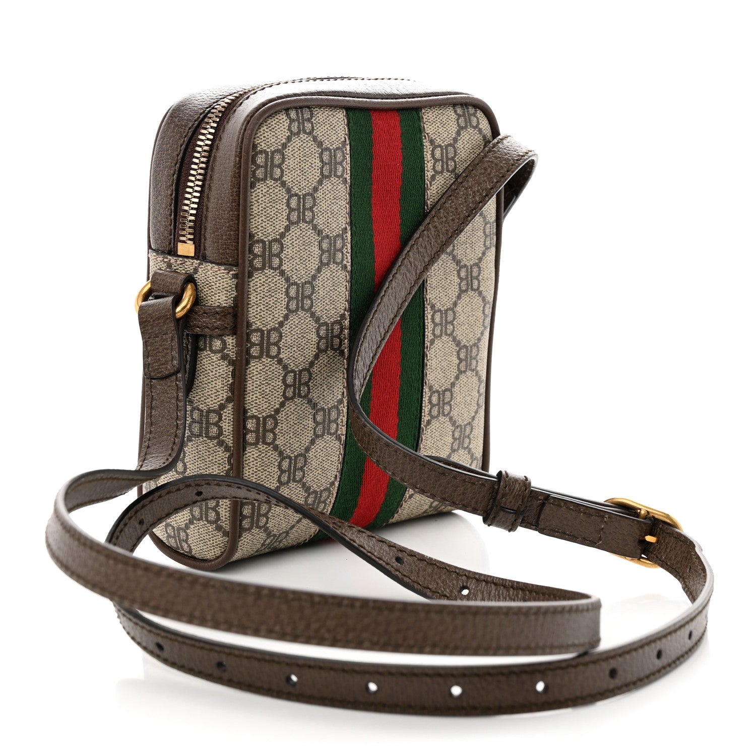 Gucci X BALENCIAGA Supreme Monogram Web Mini Ophidia Messenger Beige Ebony 2 of 10