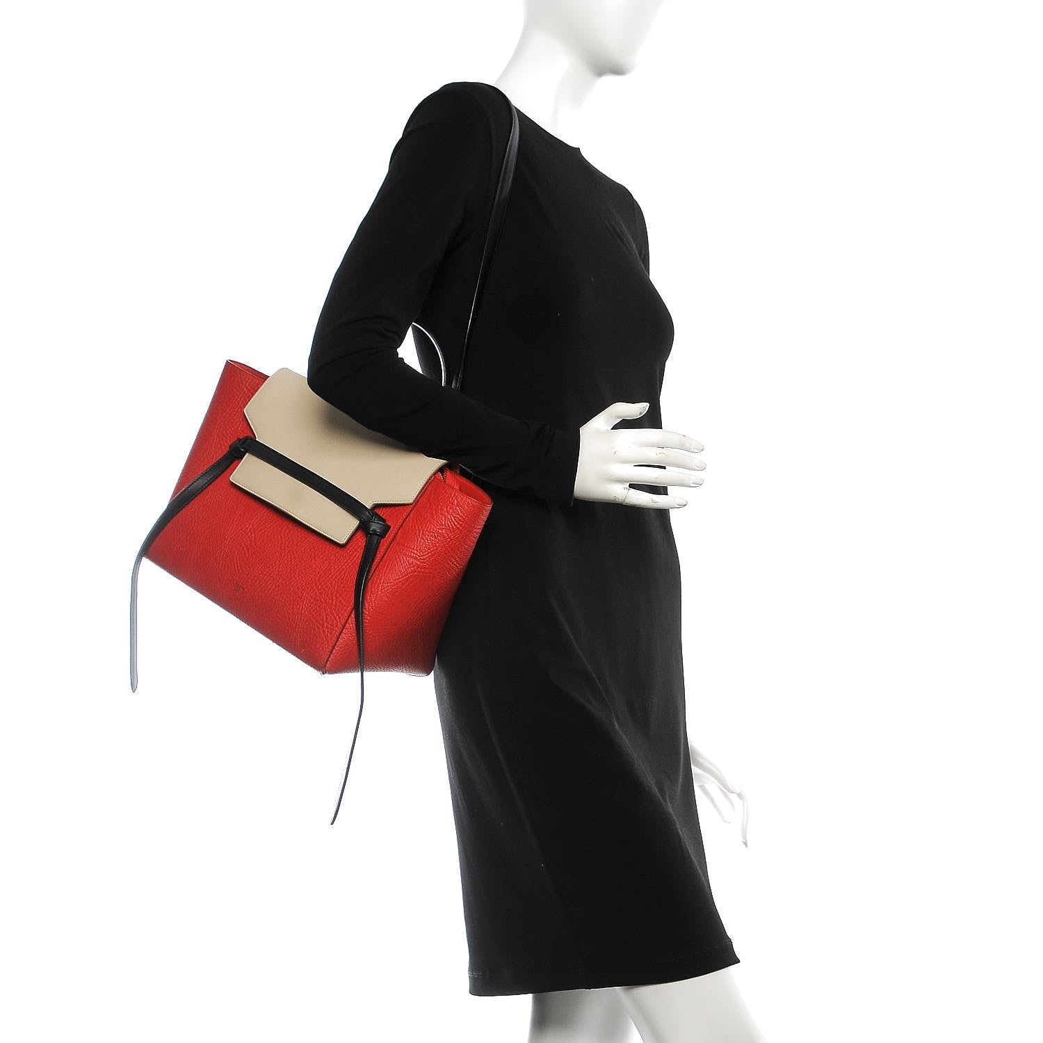 Celine Elephant Calfskin Mini Tri-Color Belt Bag Vermillion 3 of 19