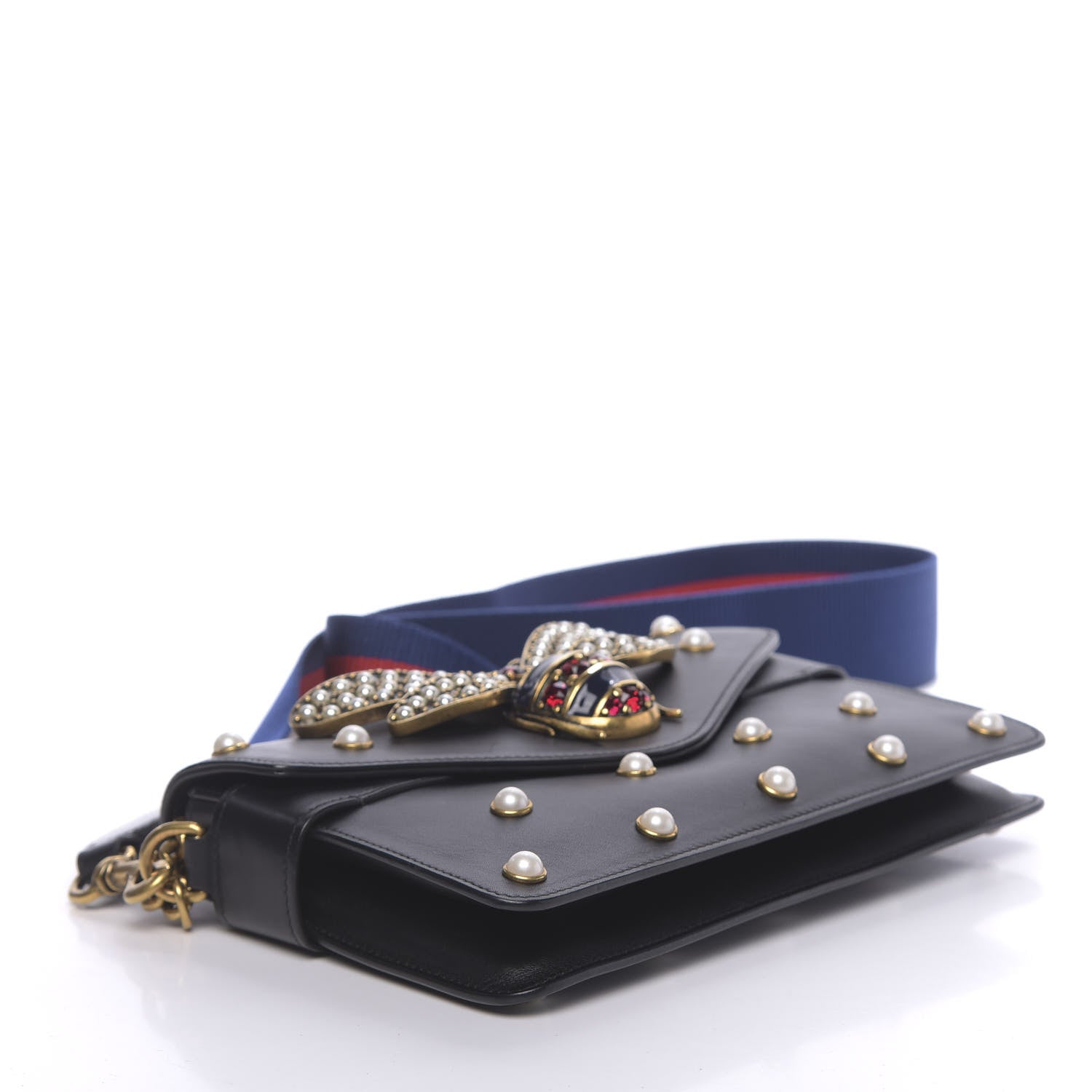 Gucci Nappa Pearl Studded Mini Queen Margaret Broadway Shoulder Bag Black 4 of 12