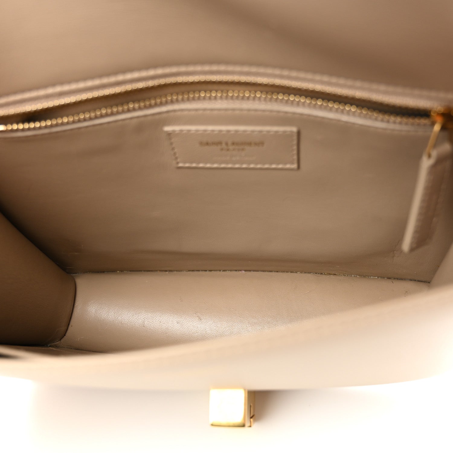 Saint Laurent Smooth Calfskin Carre Satchel Dark Beige 5 of 15