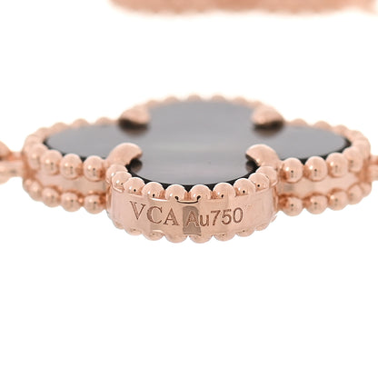 Van Cleef & Arpels 18K Rose Gold Gray Mother of Pearl 5 Motifs Vintage Alhambra Bracelet 4 of 7