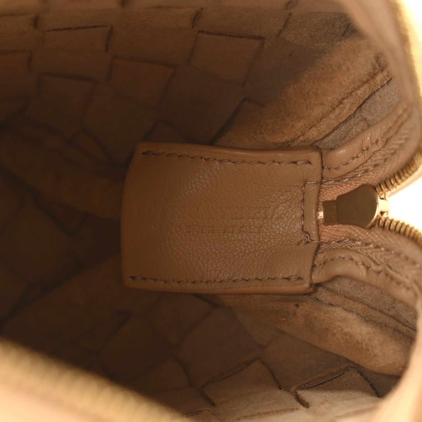 Nappa Intrecciato Mini Loop Camera Bag Almond