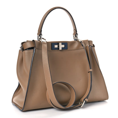 Fendi Vitello Seta Shiny Nappa Medium Peekaboo Iconic Satchel Cuoio Ardesia 2 of 7