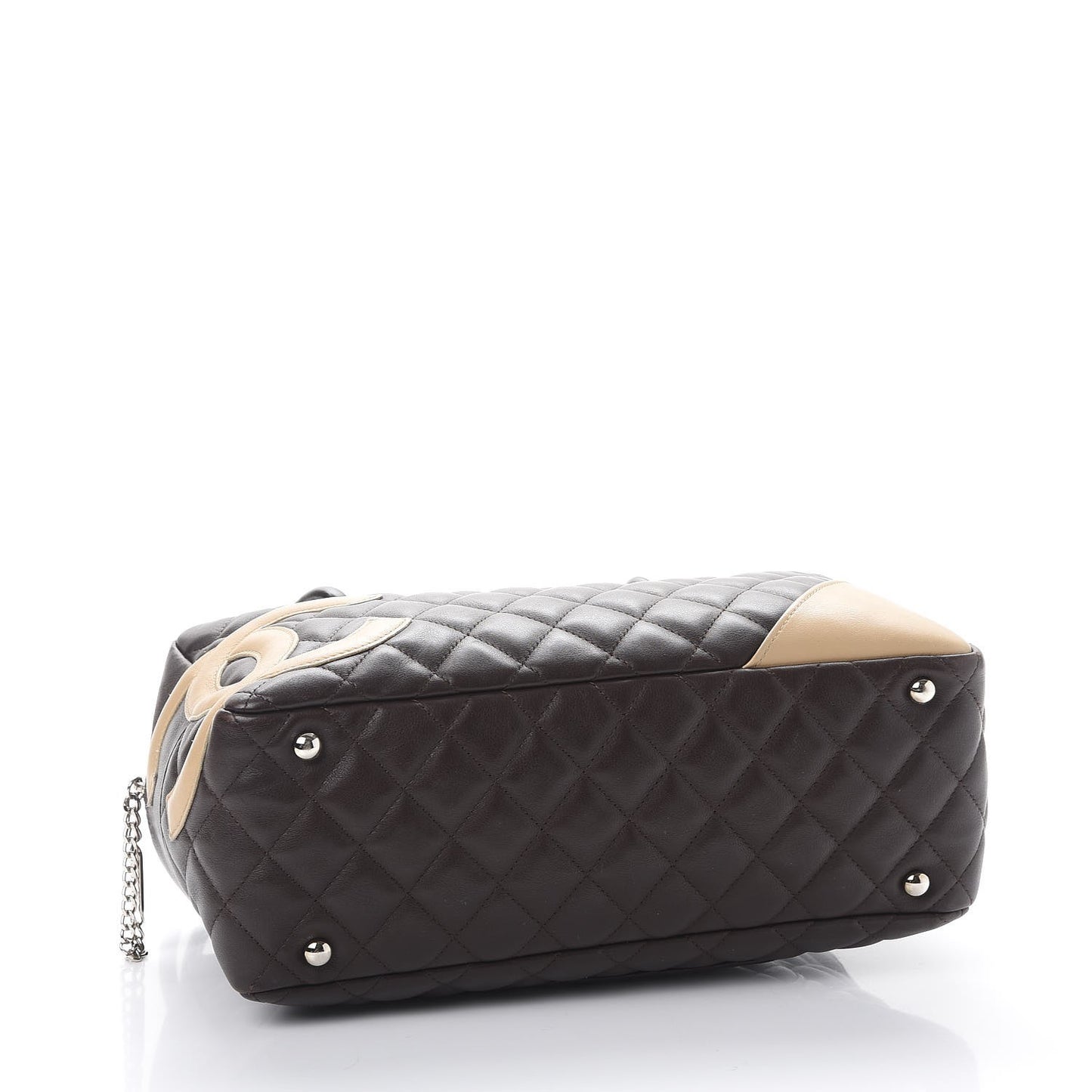 Calfskin Quilted Cambon Large Bowler Brown Beige