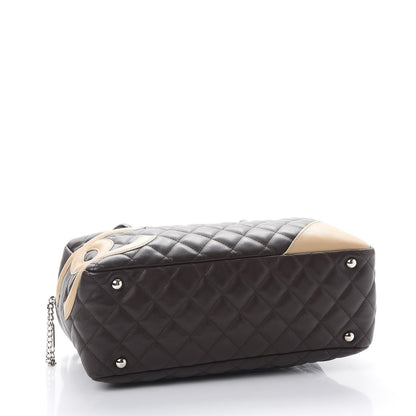 Chanel Calfskin Quilted Cambon Large Bowler Brown Beige 4 of 13