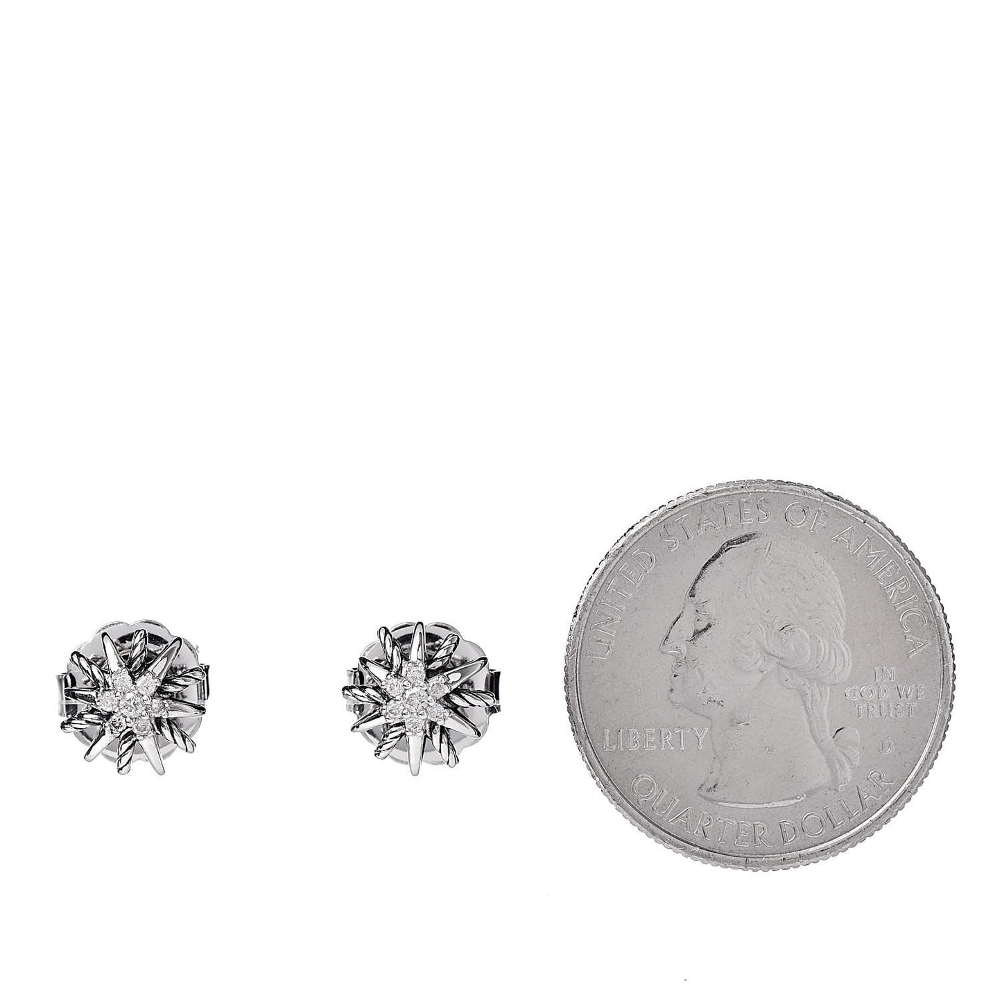 Sterling Silver Diamond 10mm Starburst Earrings