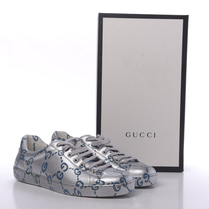 Gucci Miro Rubber Wax GucciGhost Print Mens New Ace Sneakers 8 Silver 9 of 9