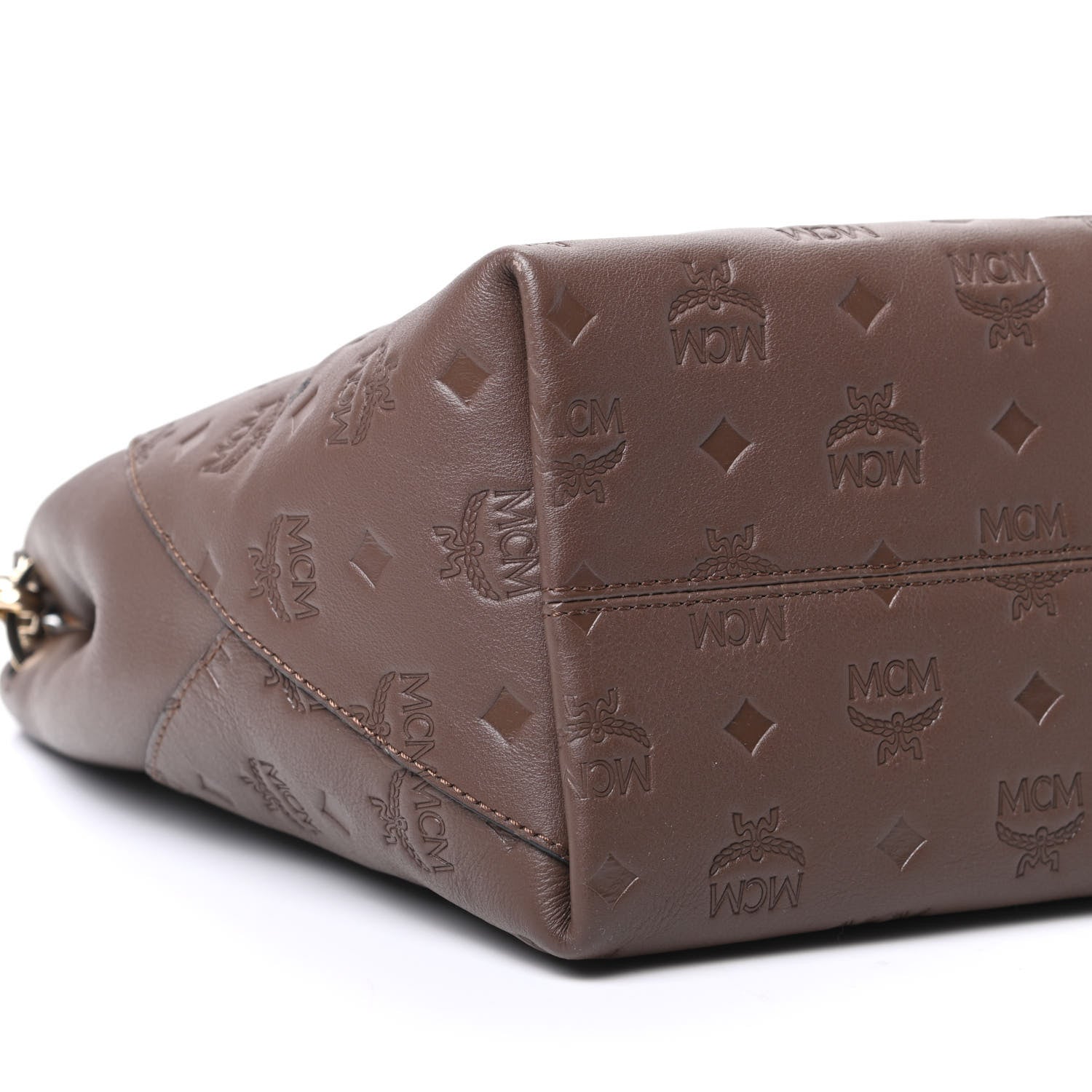 MCM Calfskin Ottomar Monogram Medium Klara Hobo Chestnut 7 of 8