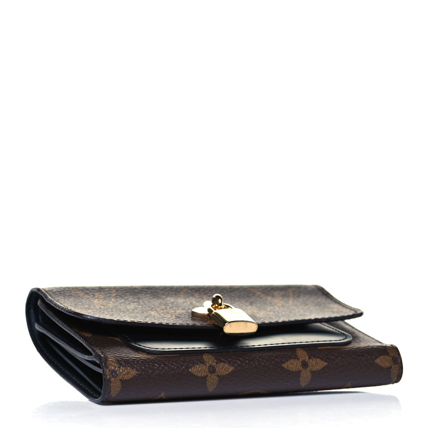 Monogram Flower Lock Compact Wallet Black