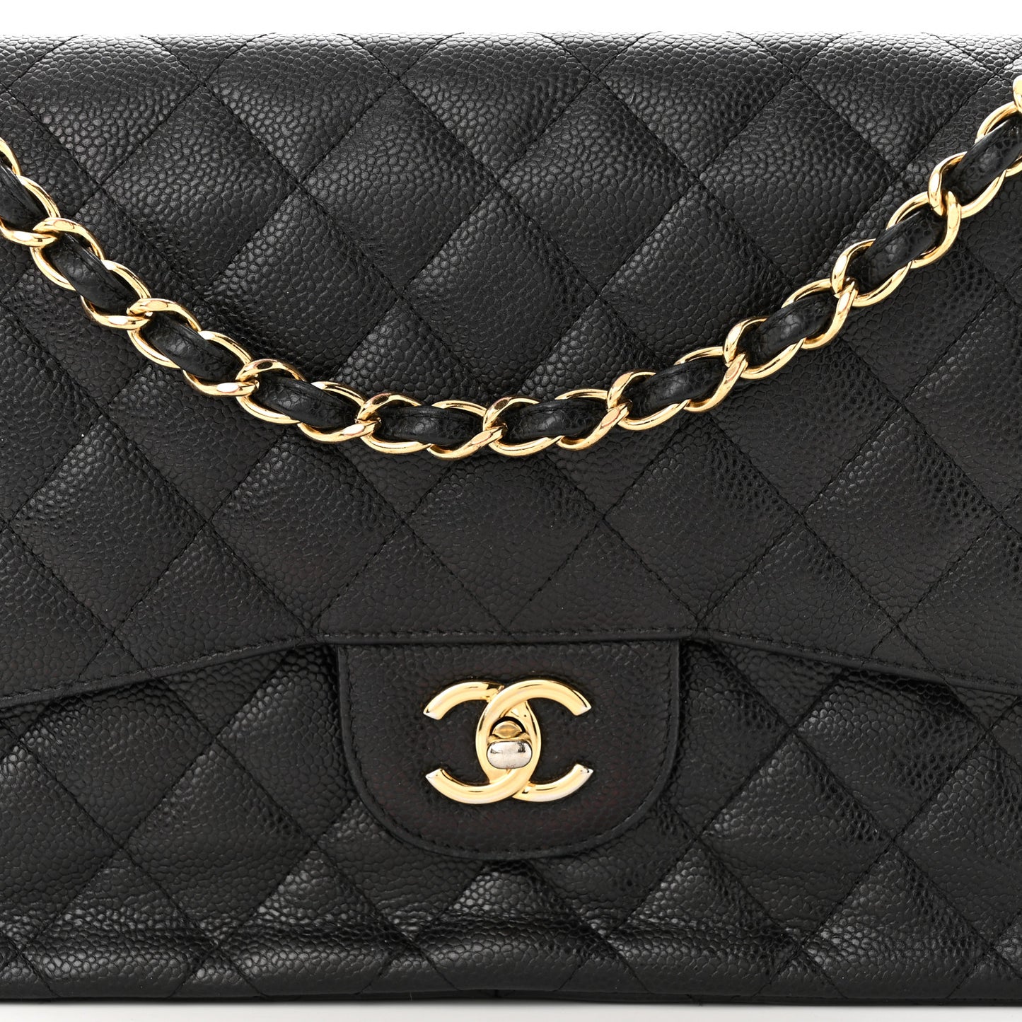 Caviar Quilted Jumbo Double Flap Black