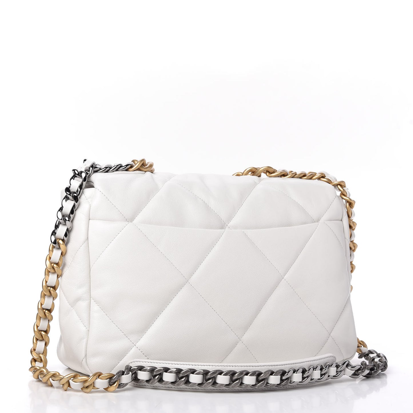Goatskin Quilted Large Chanel 19 Flap White