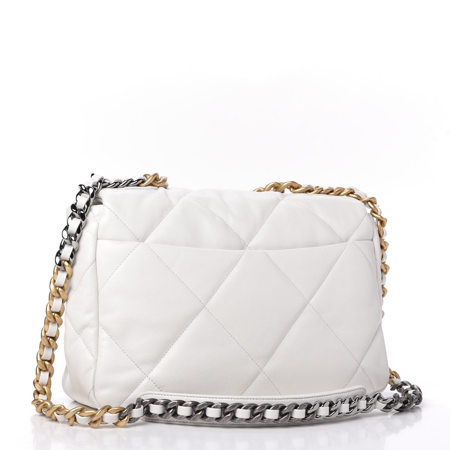 Chanel Goatskin Quilted Large Chanel 19 Flap White 3 of 11