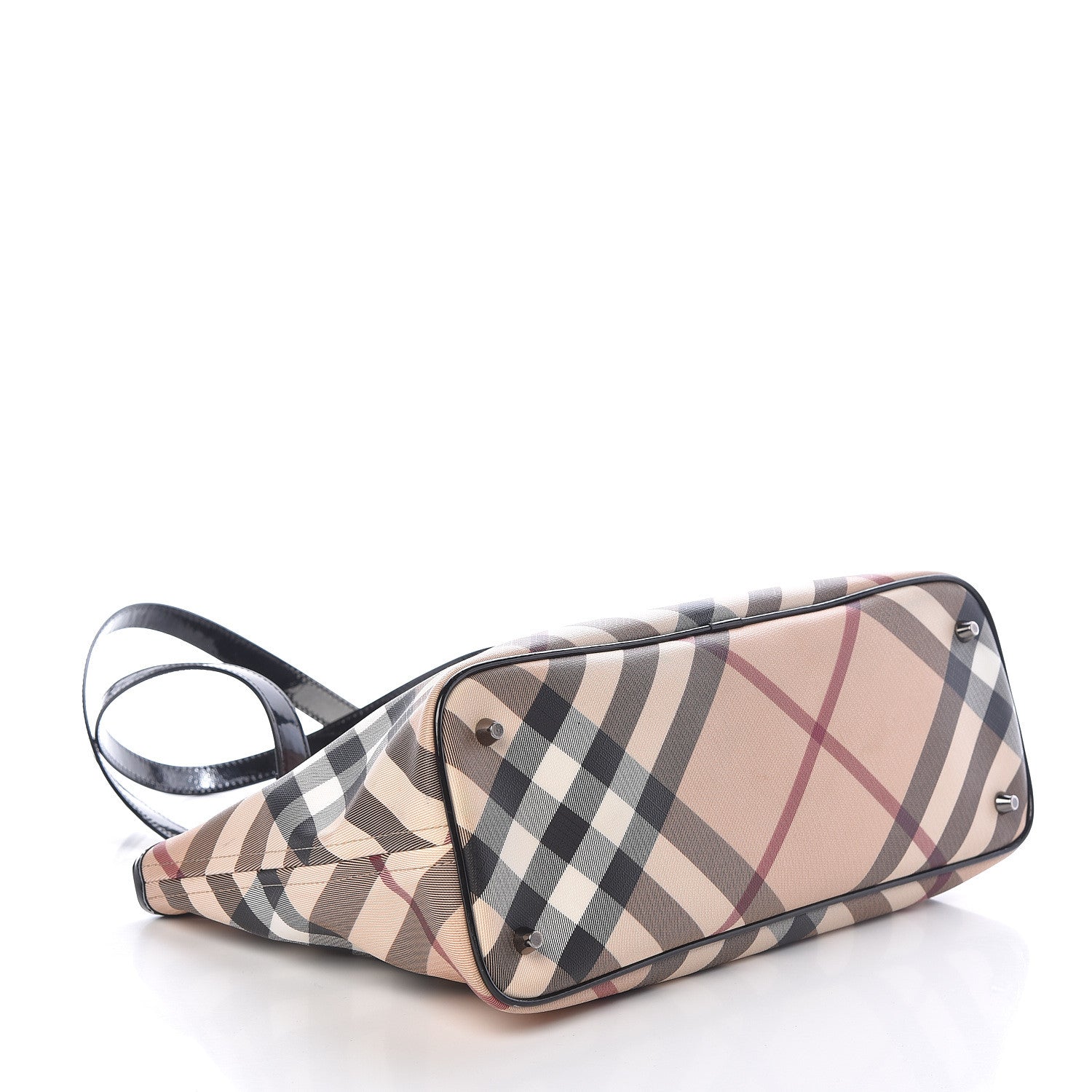 Burberry Patent Trim Nova Check Shopper Tote Black 4 of 11