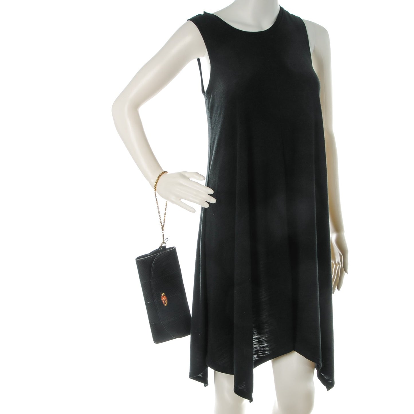 Python Bamboo Wristlet Clutch Black