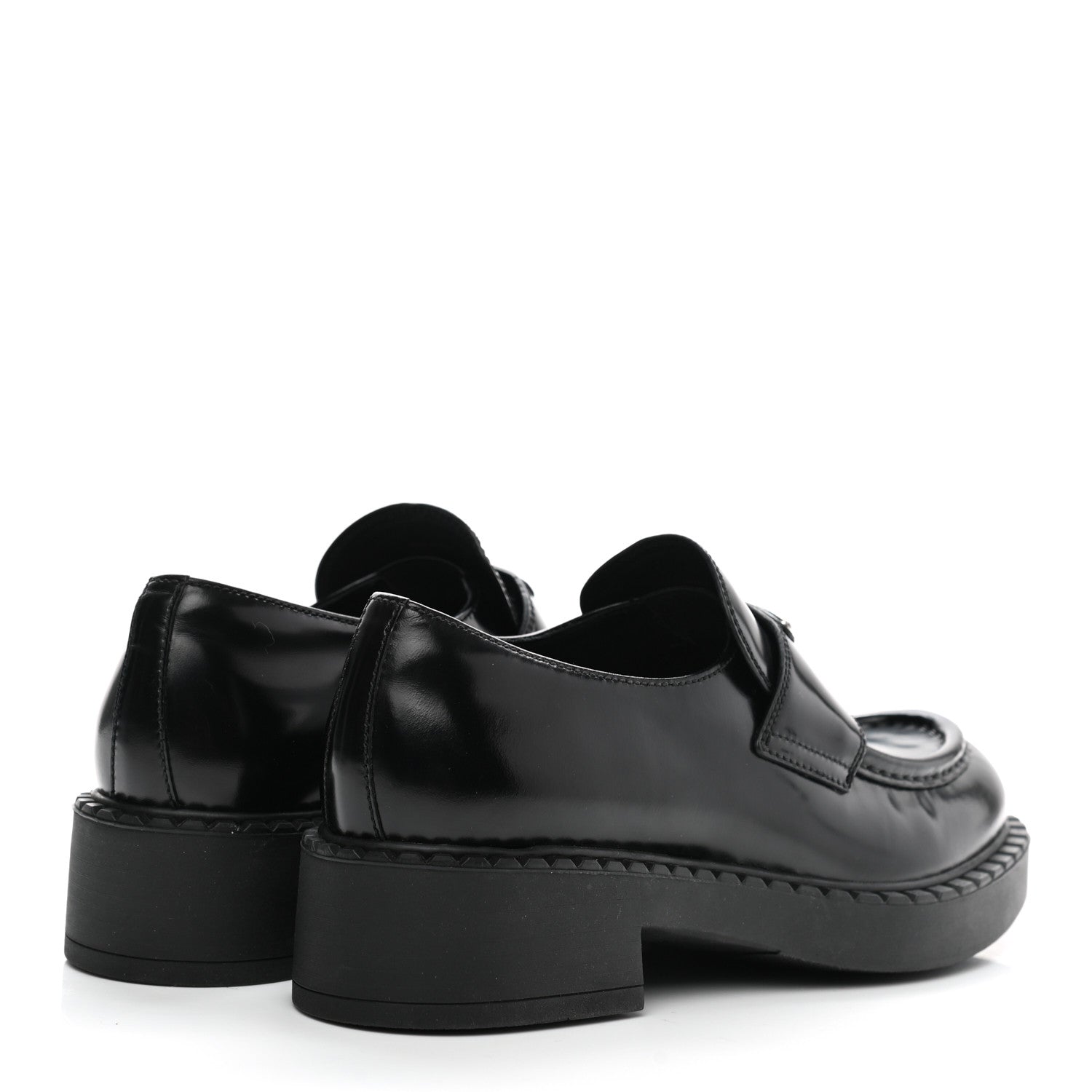 Prada Spazzolato Metal Triangle Logo 50mm Loafers 38 Black 4 of 9