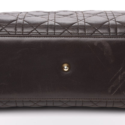 Christian Dior Lambskin Cannage Large Lady Dior Dark Brown 10 of 12