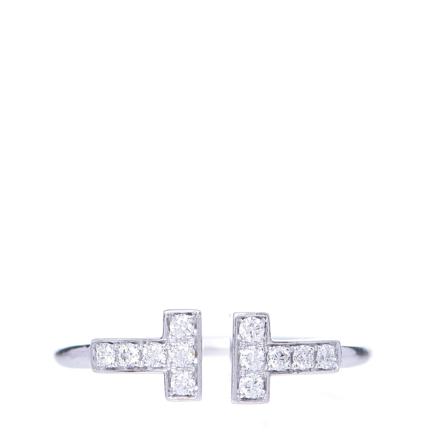 18K White Gold Diamond T Wire Ring 50 5.5